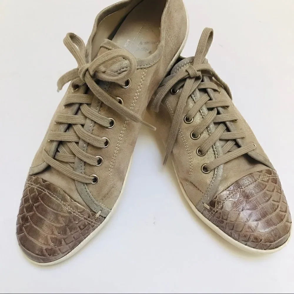 Attilio Giusti Leombruni leather snake skin print Sneaker.  Size 7.5